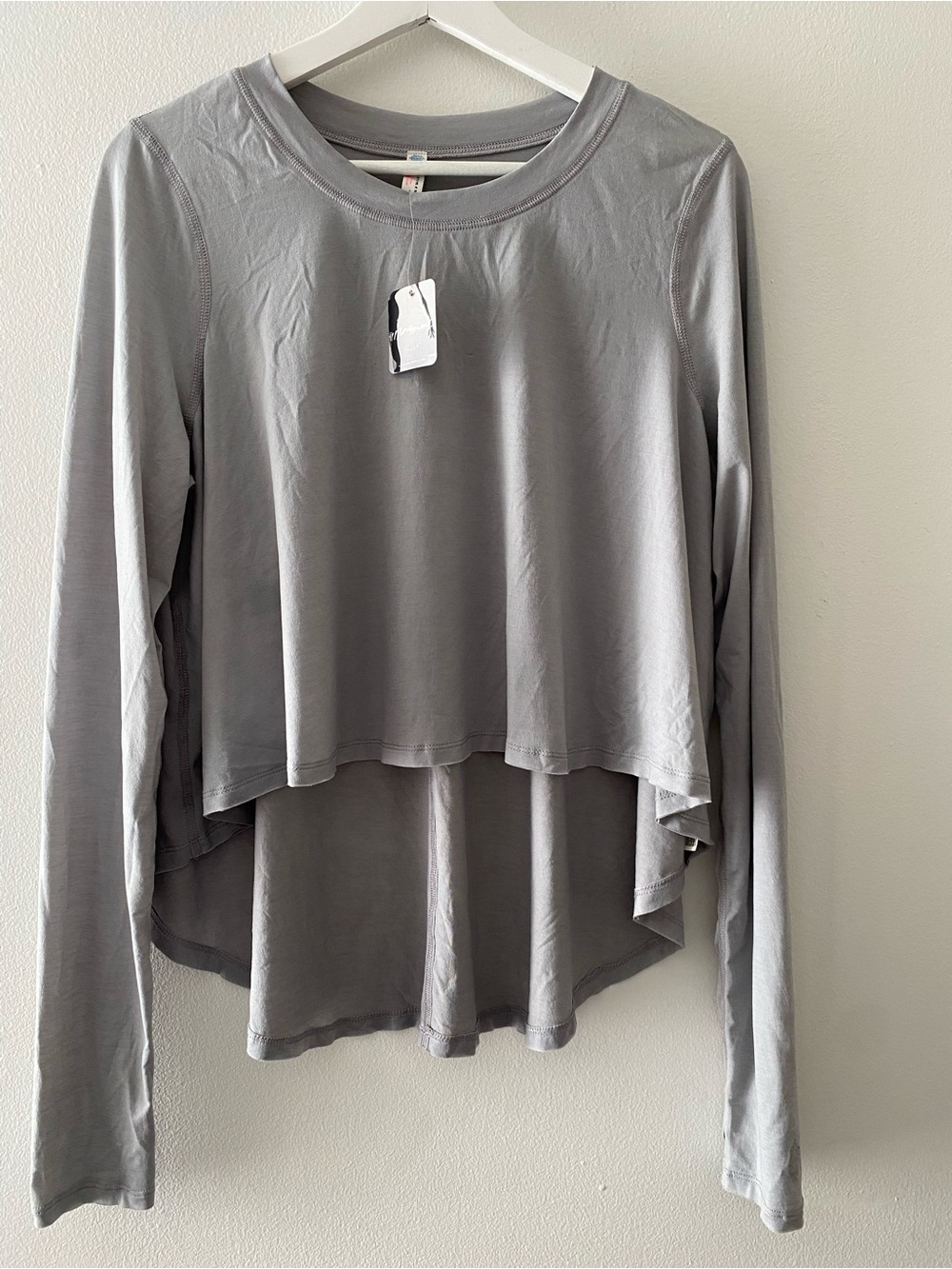 Free People Layered High-Low Long Sleeve Top - Gray NWT